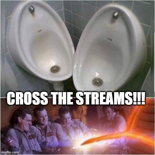 Cross the Streams | CROSS THE STREAMS!!! | image tagged in you had one job | made w/ Imgflip meme maker