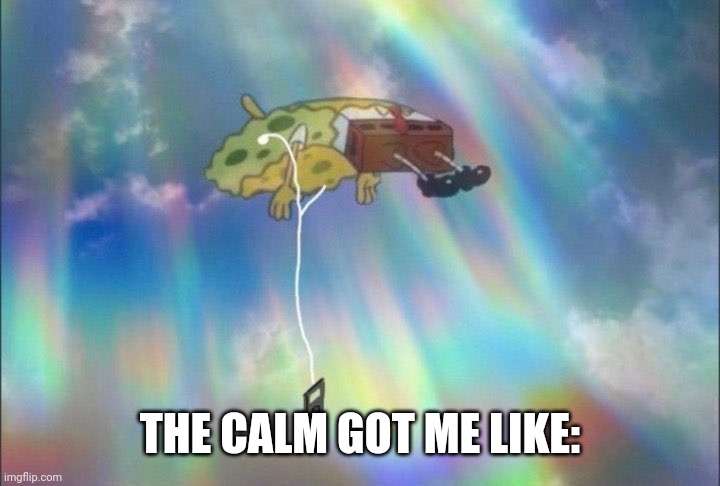 SpongeBob Ascending with headphones | THE CALM GOT ME LIKE: | image tagged in spongebob ascending with headphones | made w/ Imgflip meme maker