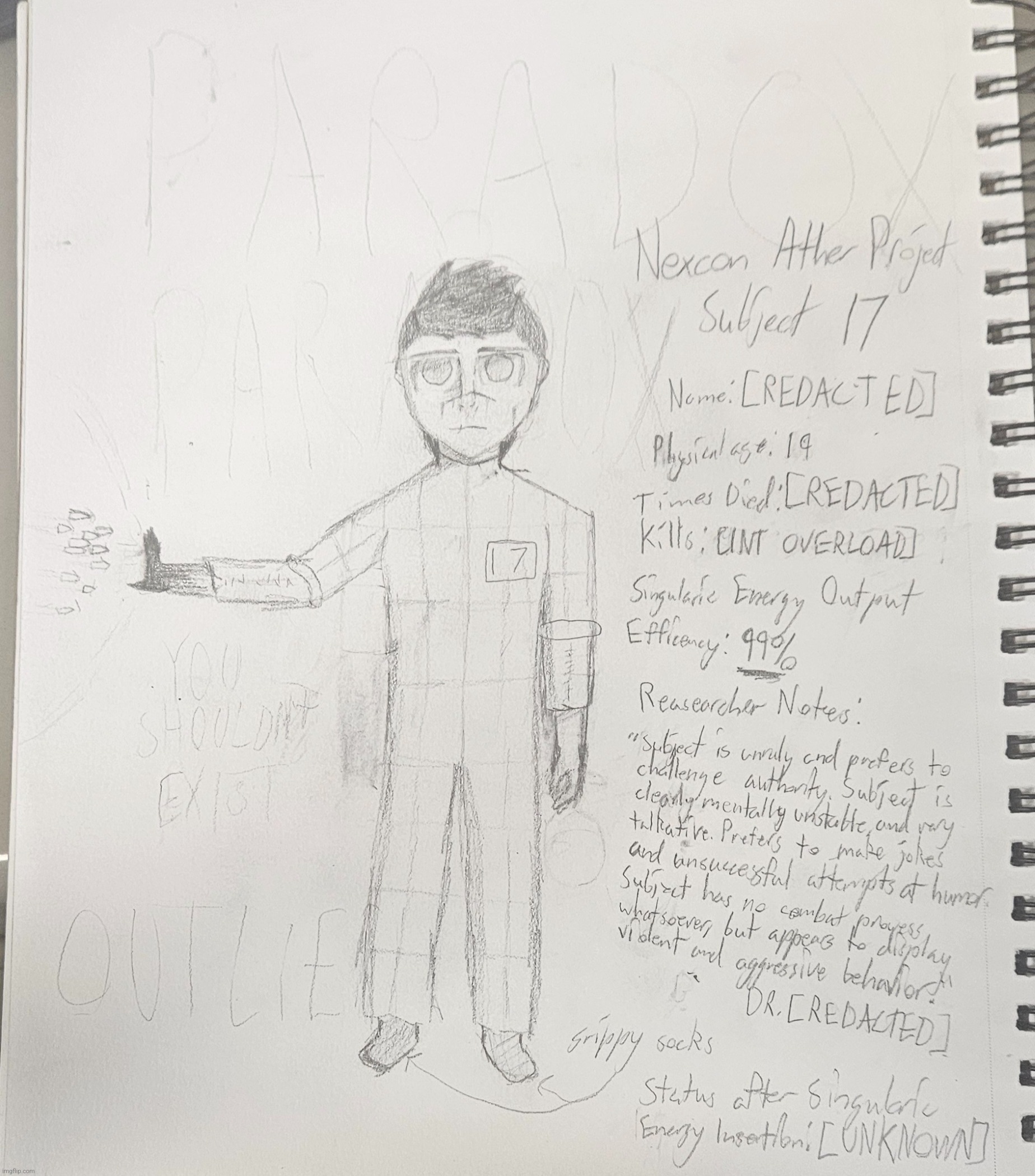 Full drawing of Subject 17 (an oc from an original universe) | made w/ Imgflip meme maker
