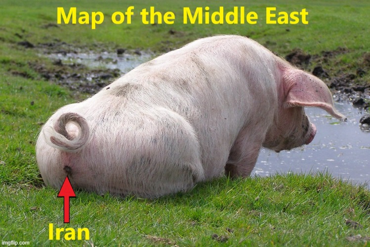 Map of the Middle East | image tagged in iran,pork | made w/ Imgflip meme maker