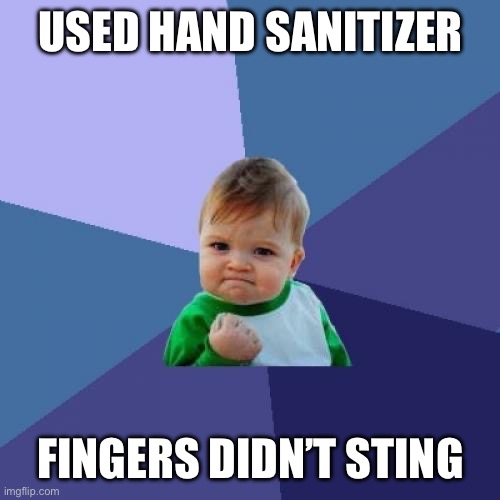 Success Kid Meme | USED HAND SANITIZER; FINGERS DIDN’T STING | image tagged in memes,success kid | made w/ Imgflip meme maker