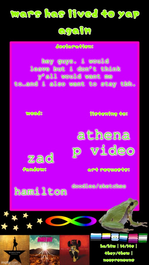 yeehaw | hey guys. i would leave but i don’t think y’all would want me to…and i also want to stay tbh. zad; athena p video; doodles/sketches; hamilton | image tagged in mars yapping template again | made w/ Imgflip meme maker