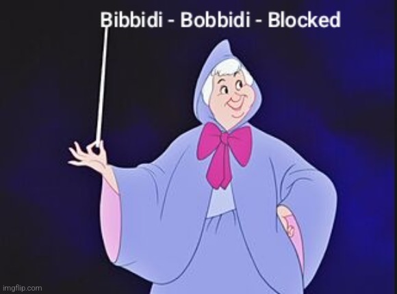 Bibbidi-Bobbidi-Blocked | image tagged in bibbidi-bobbidi-blocked | made w/ Imgflip meme maker