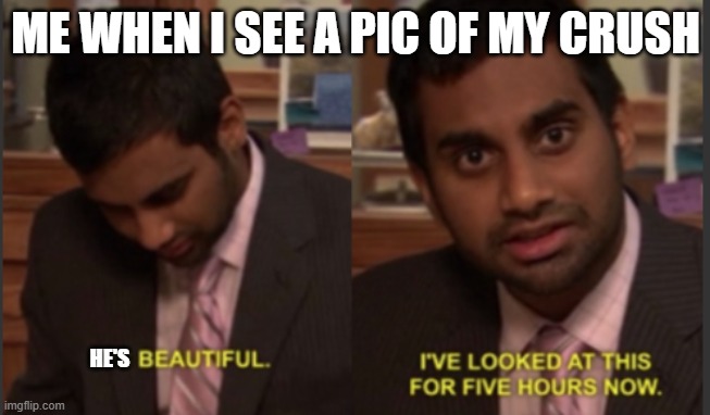 and just so people know because I've had some people confused thinking I was a boy, I'm a straight girl | ME WHEN I SEE A PIC OF MY CRUSH; HE'S | image tagged in i ve looked at this for 5 hours now | made w/ Imgflip meme maker