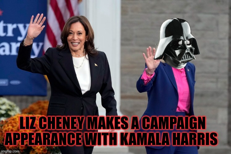 kamala harris meme | LIZ CHENEY MAKES A CAMPAIGN APPEARANCE WITH KAMALA HARRIS | image tagged in traitor | made w/ Imgflip meme maker