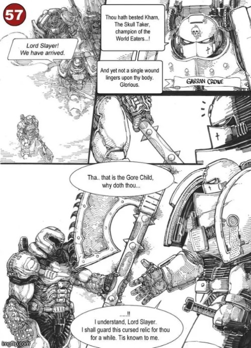 I’d like to shake the hand of who ever made this | image tagged in doom,warhammer40k,crossover,memes,oh wow are you actually reading these tags,why are you reading the tags | made w/ Imgflip meme maker