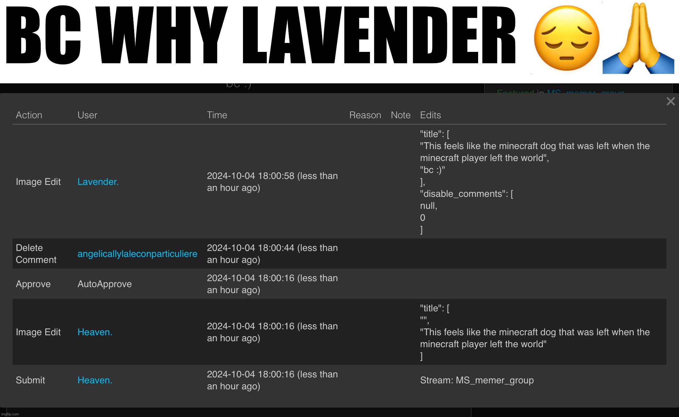 i hate u <3 | BC WHY LAVENDER 😔🙏 | made w/ Imgflip meme maker