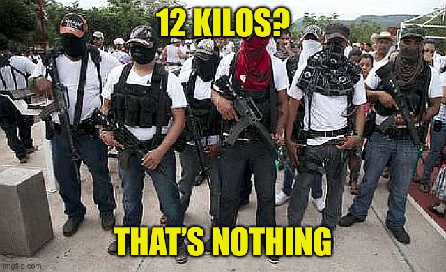 Ask the Cartel | 12 KILOS? THAT’S NOTHING | image tagged in ask the cartel | made w/ Imgflip meme maker