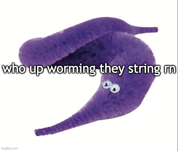 i forgor | who up worming they string rn | image tagged in worm on a string | made w/ Imgflip meme maker