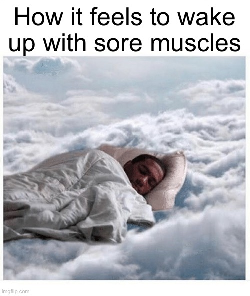 I miss that sore feeling | How it feels to wake
up with sore muscles | image tagged in how i sleep knowing | made w/ Imgflip meme maker