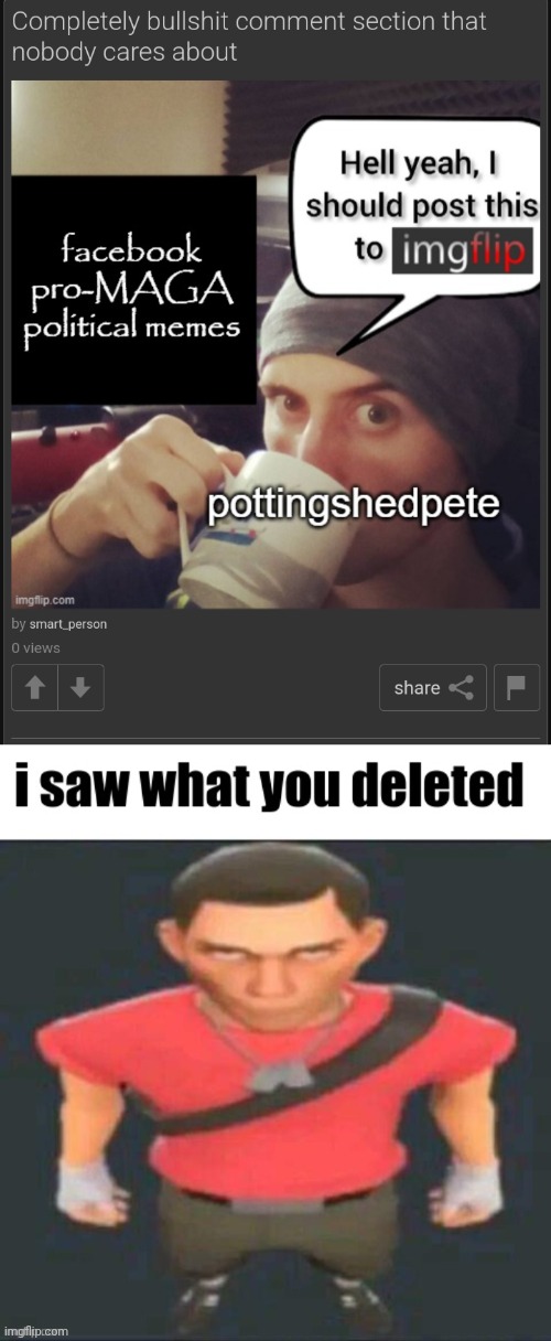 It was a w statement why did you delete? | image tagged in i saw what you deleted scout | made w/ Imgflip meme maker