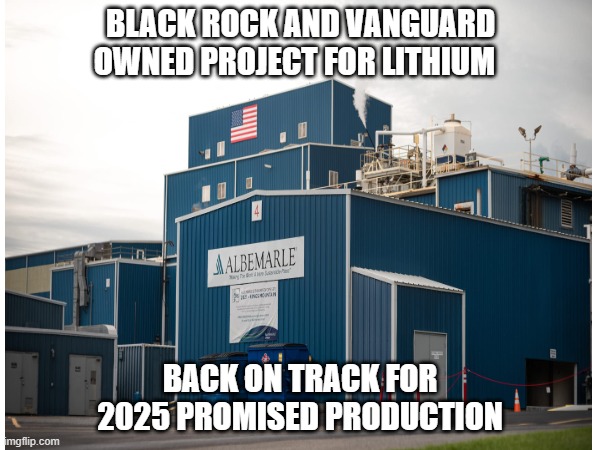 lie thium | BLACK ROCK AND VANGUARD OWNED PROJECT FOR LITHIUM; BACK ON TRACK FOR 2025 PROMISED PRODUCTION | made w/ Imgflip meme maker