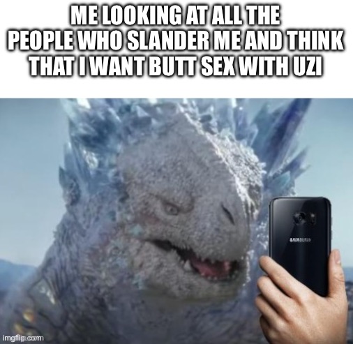 Like cmon guys, wtf did I do I’m not like lala | ME LOOKING AT ALL THE PEOPLE WHO SLANDER ME AND THINK THAT I WANT BUTT SEX WITH UZI | image tagged in shimo phone reaction | made w/ Imgflip meme maker