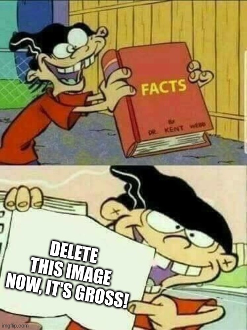 ed edd and eddy Facts | DELETE THIS IMAGE NOW, IT'S GROSS! | image tagged in ed edd and eddy facts | made w/ Imgflip meme maker