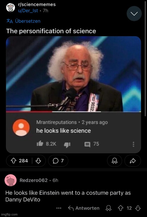 Danny DeVito Einstein | image tagged in reddit,rareinsults,memes | made w/ Imgflip meme maker