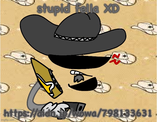 cowboy divvy | stupid fella XD; https://aidn.jp/wowa/798133631 | image tagged in cowboy divvy | made w/ Imgflip meme maker