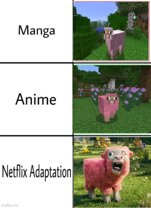 Minecraft Movie looks trash, though | image tagged in netflix adaptation | made w/ Imgflip meme maker