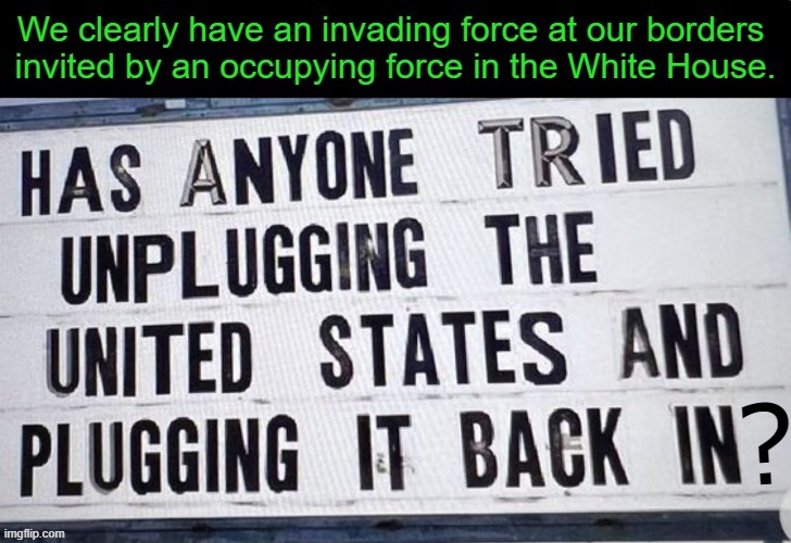 Fix it by unplugging those forces & replacing them with patriotic Americans | image tagged in unplug it and plug it back in,there i fixed it,problem solved,maga,drain the swamp,solution | made w/ Imgflip meme maker