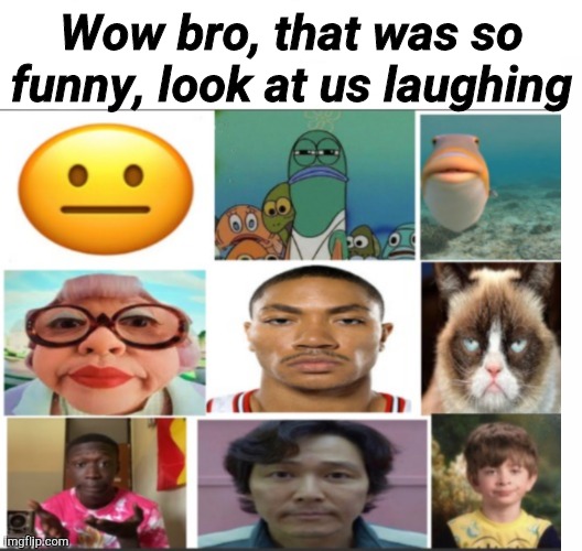 Wow bro, that was so funny, look at us laughing | made w/ Imgflip meme maker