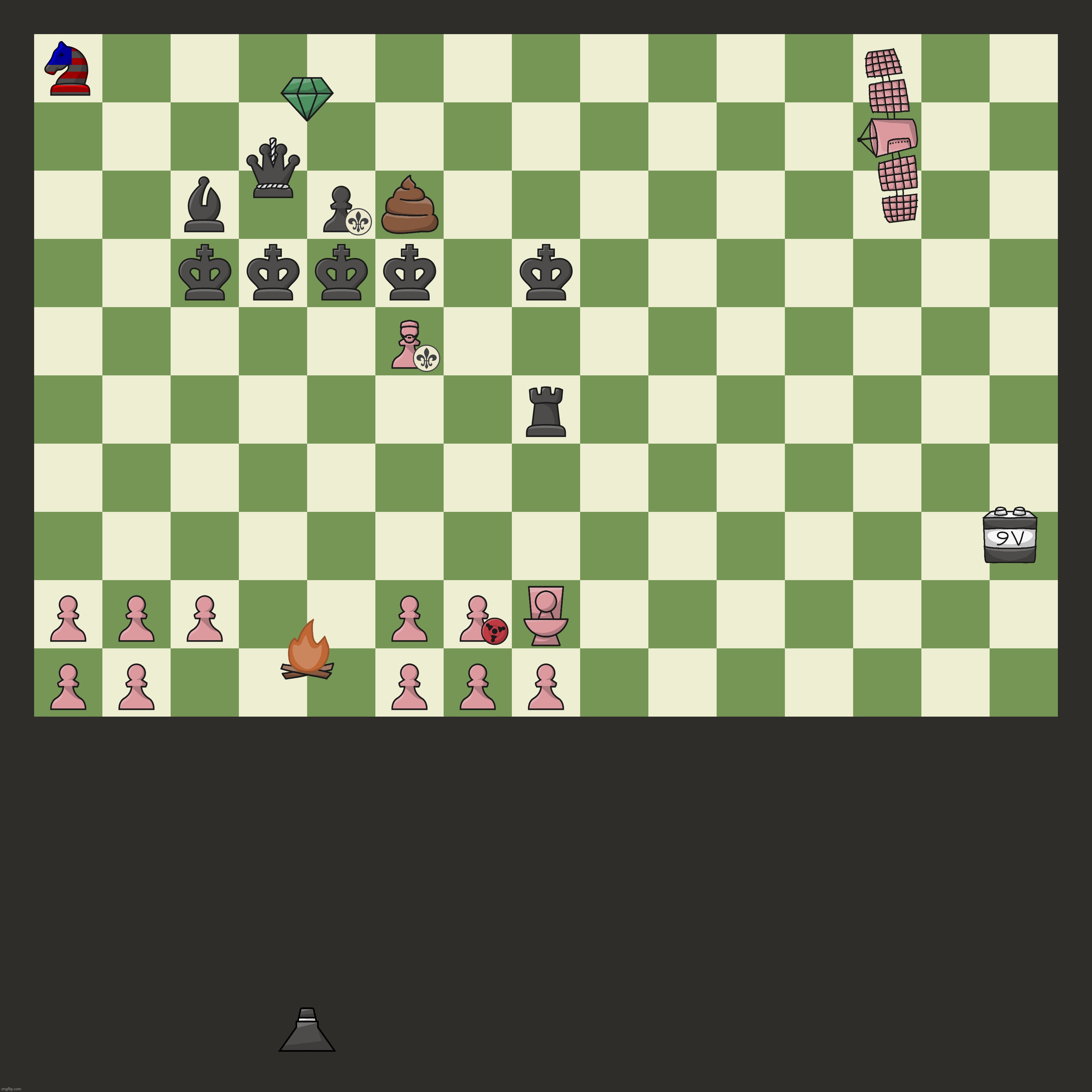 Anarchy Chess part 25 - White to move; Top comment in 30 minutes decides the move | made w/ Imgflip meme maker