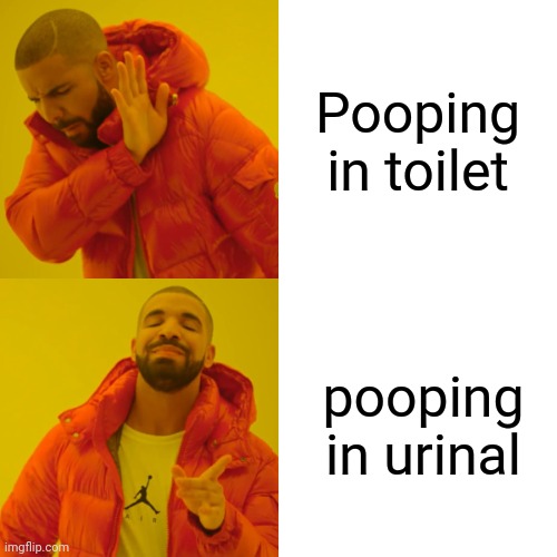 Drake likes {item} | Pooping in toilet; pooping in urinal | image tagged in memes,drake hotline bling | made w/ Imgflip meme maker