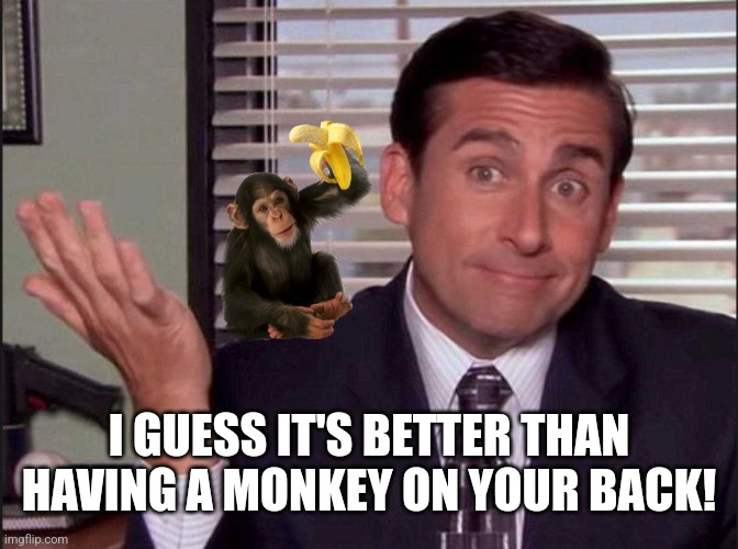 I GUESS IT'S BETTER THAN HAVING A MONKEY ON YOUR BACK! | made w/ Imgflip meme maker