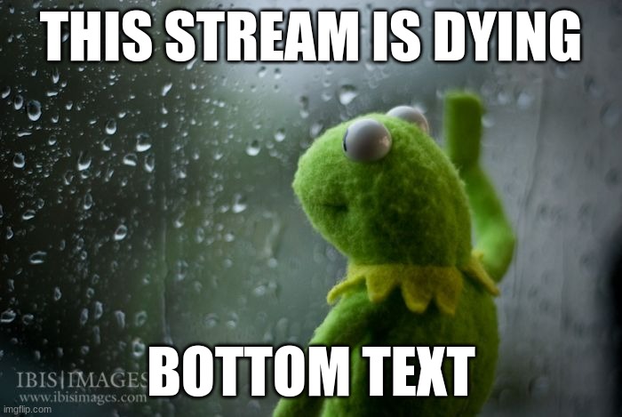 very sed | THIS STREAM IS DYING; BOTTOM TEXT | image tagged in kermit window | made w/ Imgflip meme maker