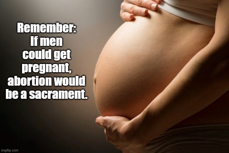 If Men Could Get Pregnant... | Remember:
If men could get pregnant, abortion would be a sacrament. | image tagged in men,women,pregnancy,pregnant,abortion,sacrament | made w/ Imgflip meme maker