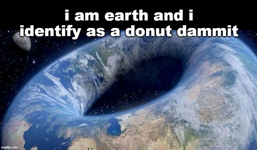 i am earth and i identify as a donut dammit | made w/ Imgflip meme maker