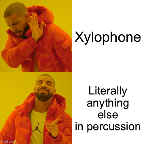 Percussion Meme #1 | Xylophone; Literally anything else in percussion | image tagged in memes,drake hotline bling | made w/ Imgflip meme maker