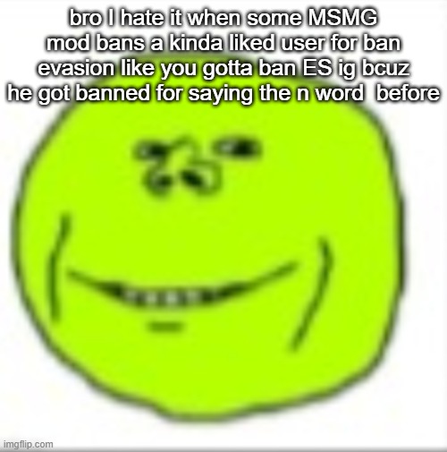 peajak | bro I hate it when some MSMG mod bans a kinda liked user for ban evasion like you gotta ban ES ig bcuz he got banned for saying the n word  before | image tagged in peajak | made w/ Imgflip meme maker