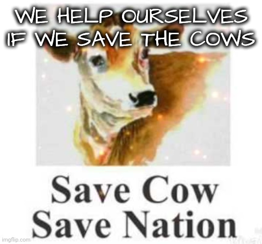 WE HELP OURSELVES IF WE SAVE THE COWS | made w/ Imgflip meme maker