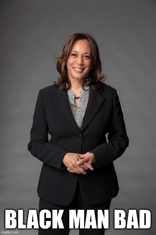 Kamala | BLACK MAN BAD | image tagged in kamala harris | made w/ Imgflip meme maker