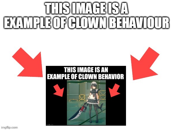 This image is a example of clown behaviour | image tagged in this image is a example of clown behaviour | made w/ Imgflip meme maker