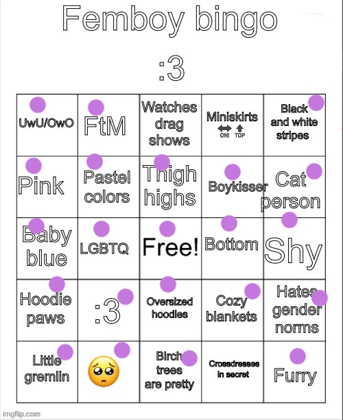 I got nothin better to do :33 | image tagged in femboy bingo | made w/ Imgflip meme maker