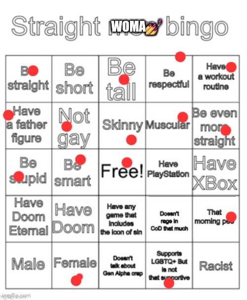 Straig | WOMA💅 | image tagged in straight men bingo | made w/ Imgflip meme maker