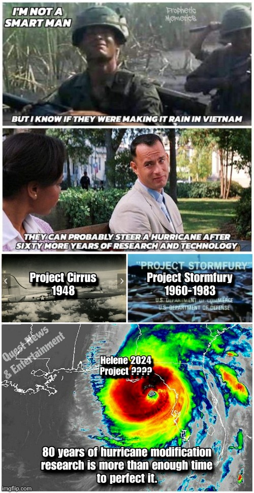 Tampering with the weather goes back decades | image tagged in forrest gump,weather | made w/ Imgflip meme maker