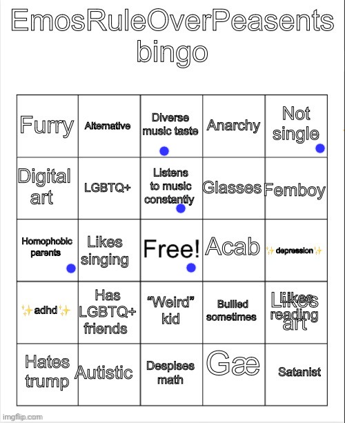 you already know my rating of ts | image tagged in emosruleoverpeasents bingo 2 | made w/ Imgflip meme maker