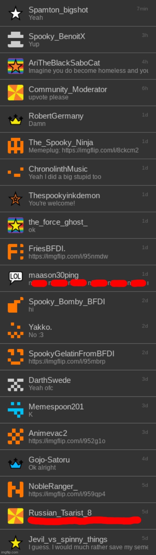 recent memechats | made w/ Imgflip meme maker