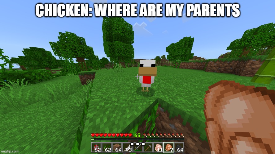 Minecraft | CHICKEN: WHERE ARE MY PARENTS; . . . | image tagged in minecraft | made w/ Imgflip meme maker
