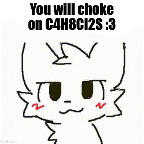 boykisser | You will choke on C4H8Cl2S :3 | image tagged in boykisser | made w/ Imgflip meme maker