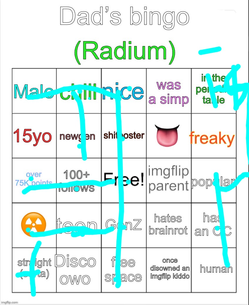 Radium’s bingo | image tagged in radium s bingo | made w/ Imgflip meme maker