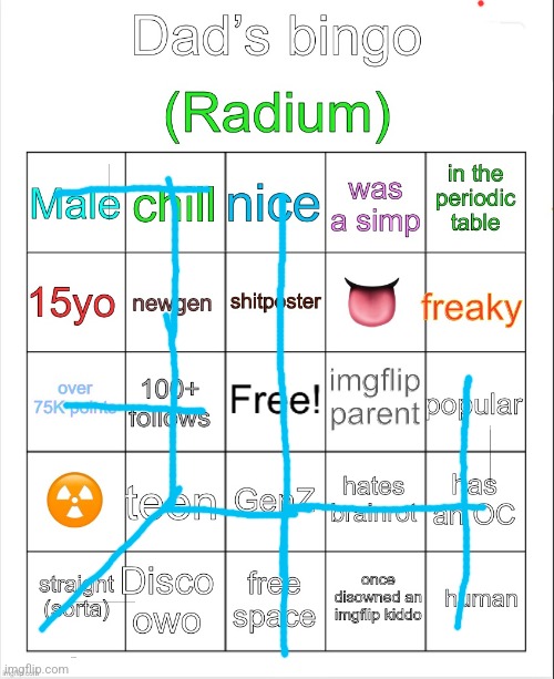 Radium’s bingo | image tagged in radium s bingo | made w/ Imgflip meme maker
