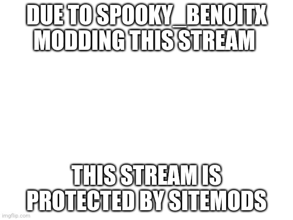 I have to call him Spooky_BenoitX in case a sitemod sees this | DUE TO SPOOKY_BENOITX MODDING THIS STREAM; THIS STREAM IS PROTECTED BY SITEMODS | made w/ Imgflip meme maker