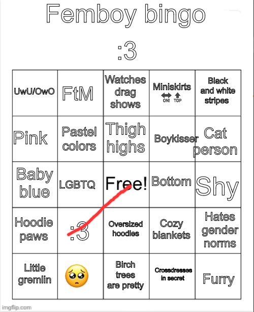 This is ass | image tagged in femboy bingo | made w/ Imgflip meme maker