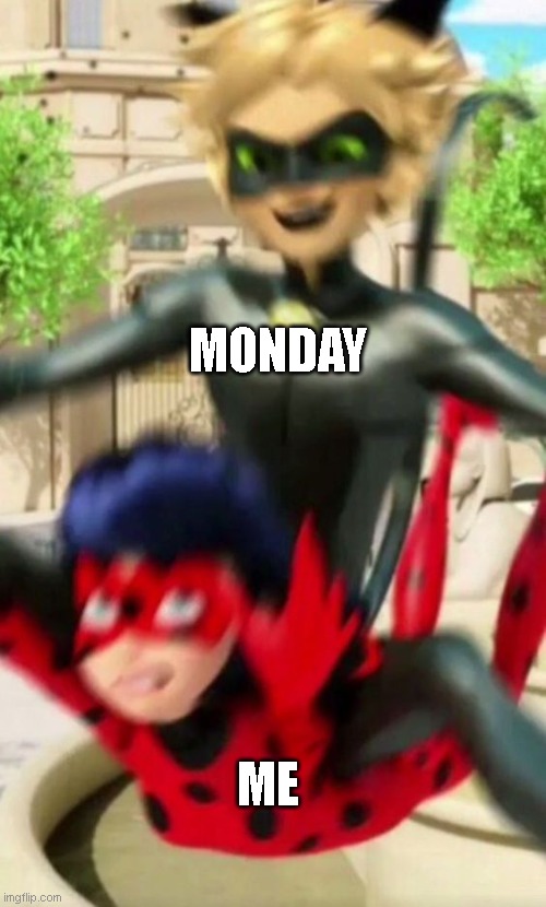 SCHOOL SUCKS | MONDAY; ME | image tagged in miraculous | made w/ Imgflip meme maker