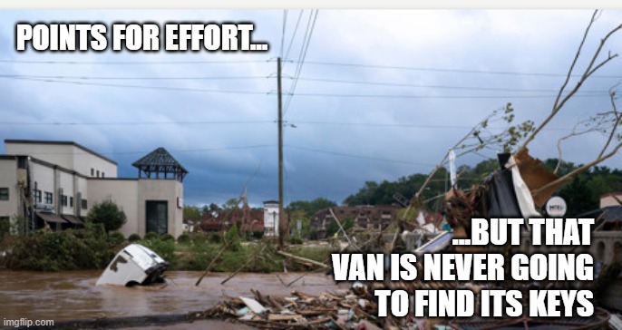 Sorry, couldn't resist. | POINTS FOR EFFORT... ...BUT THAT VAN IS NEVER GOING TO FIND ITS KEYS | image tagged in diving van | made w/ Imgflip meme maker