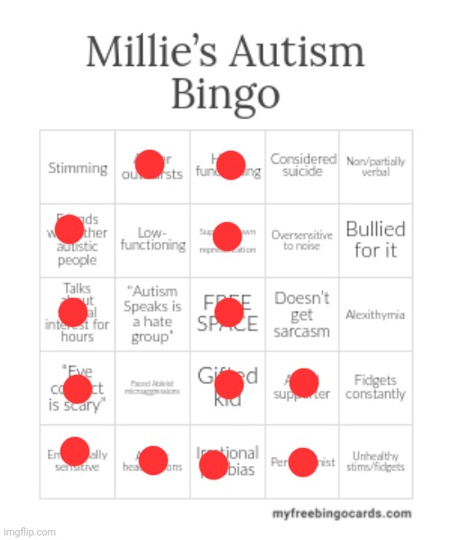 Autism Bingo | image tagged in autism bingo | made w/ Imgflip meme maker