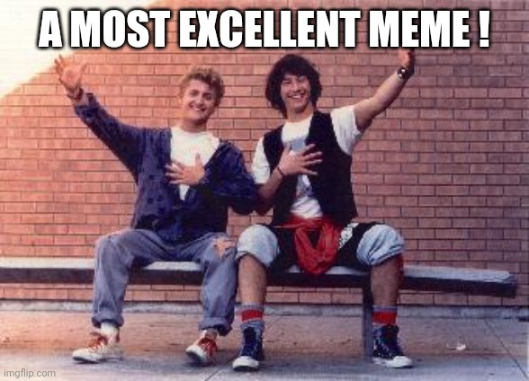 bill and ted | A MOST EXCELLENT MEME ! | image tagged in bill and ted | made w/ Imgflip meme maker