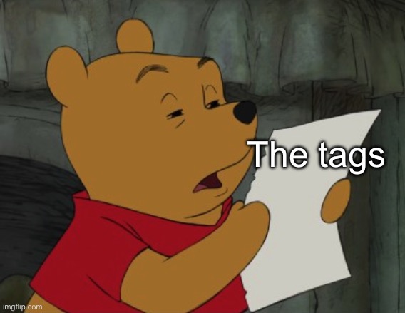 Winnie the Pooh reading | The tags | image tagged in winnie the pooh reading | made w/ Imgflip meme maker